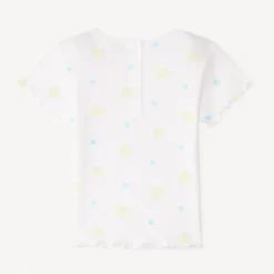 T-shirt manches courtes en maille côtelée imprimé fantaisie pour bébé fille