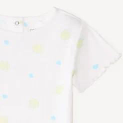 T-shirt manches courtes en maille côtelée imprimé fantaisie pour bébé fille