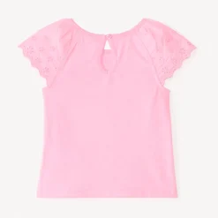 T-shirt manches courtes en popeline uni pour bébé fille