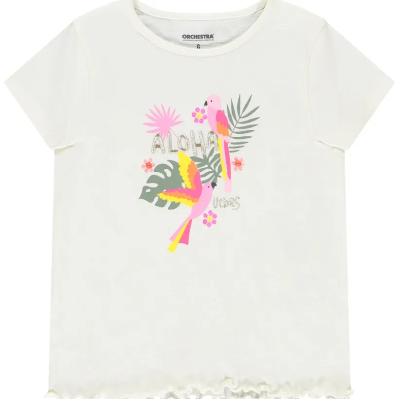 T-shirt manches courtes fantaisie tropical pour fille