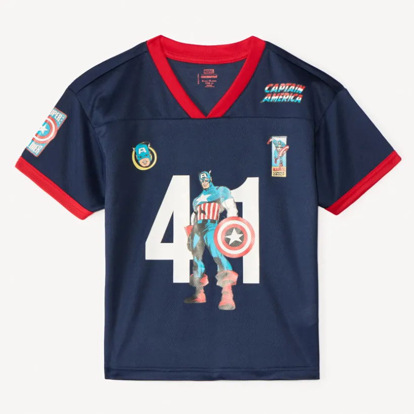T-shirt manches courtes fantaisie Captain America Marvel pour garçon