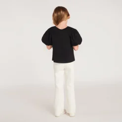 T-shirt manches courtes fille fleurs en cording