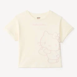 T-shirt manches courtes fille oversize broderie Hello Kitty