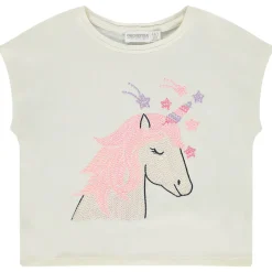 T-shirt manches courtes forme boîte avec licorne pour fille
