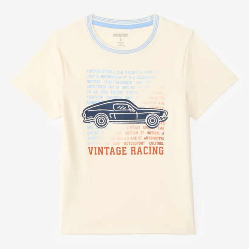 T-shirt manches courtes garçon voiture vintage brodée