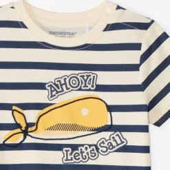 T-shirt manches courtes marinière print baleine pour bébé garçon