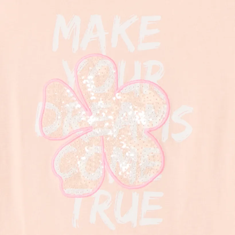 T-shirt manches courtes motifs à sequins fantaisie pour fille