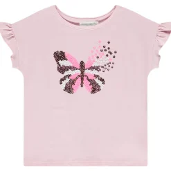 T-shirt manches courtes motif papillon en sequins pour fille