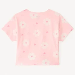 T-shirt manches courtes à nouer imprimé fantaisie pour fille