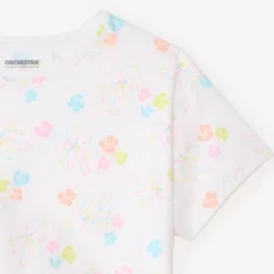T-shirt manches courtes à nouer imprimé fantaisie pour fille