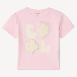 T-shirt manches courtes à patchs bouclettes pour fille