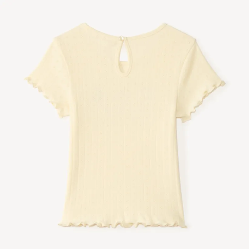 T-shirt manches courtes pointelle avec fleurs en relief pour bébé fille
