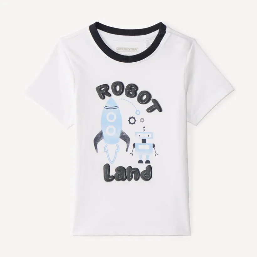 T-shirt manches courtes print robot et fusée pour bébé garçon