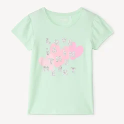T-shirt manches courtes print fantaisie pailletées pour fille