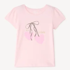 T-shirt manches courtes print fantaisie pailletées pour fille