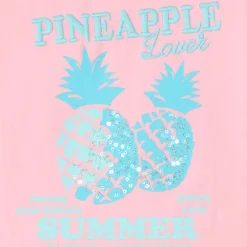 T-shirt manches courtes print ananas avec broderie et sequins pour fille