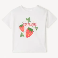 T-shirt manches courtes print fraises pour fille