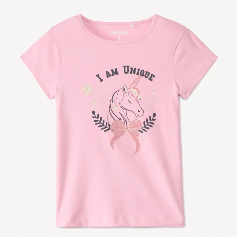 T-shirt manches courtes à print pailleté pour fille