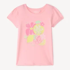 T-shirt manches courtes print fantaisie pailletées pour fille