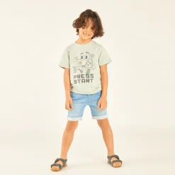T-shirt manches courtes print et broderie fantaisie pour garçon