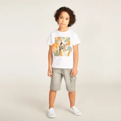 T-shirt manches courtes print fantaisie avec patch bouclettes pour garçon