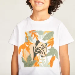 T-shirt manches courtes print fantaisie avec patch bouclettes pour garçon