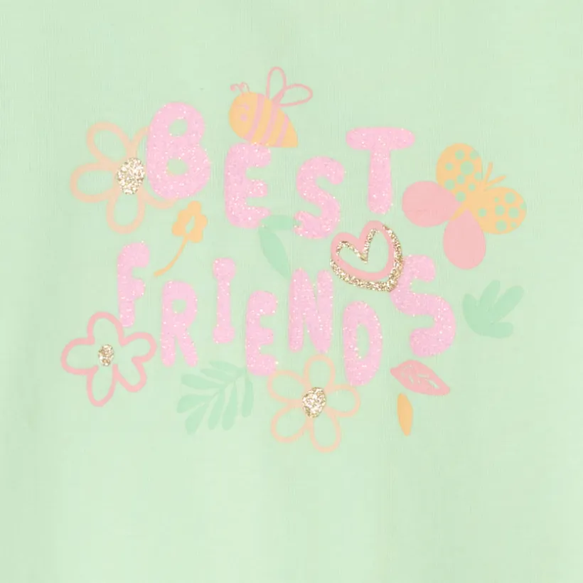 T-shirt manches courtes print fantaisie pailleté pour bébé fille