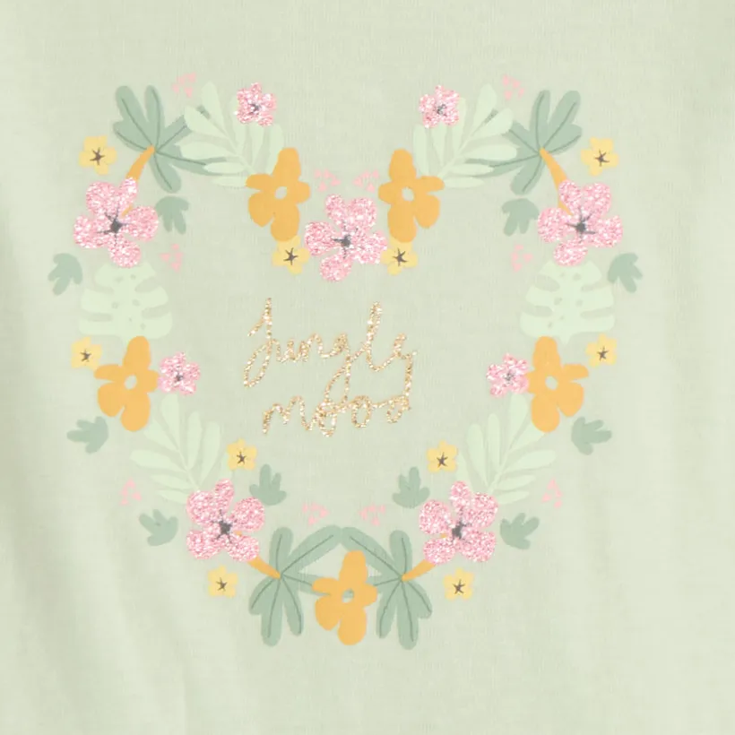 T-shirt manches courtes print pailleté fantaisie pour bébé fille