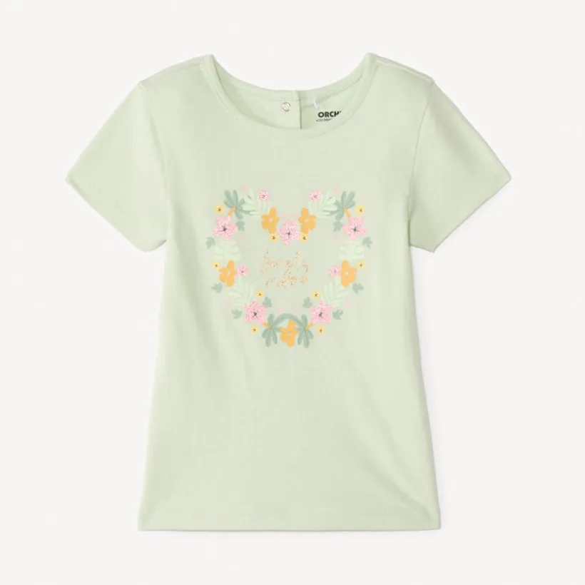T-shirt manches courtes print pailleté fantaisie pour bébé fille