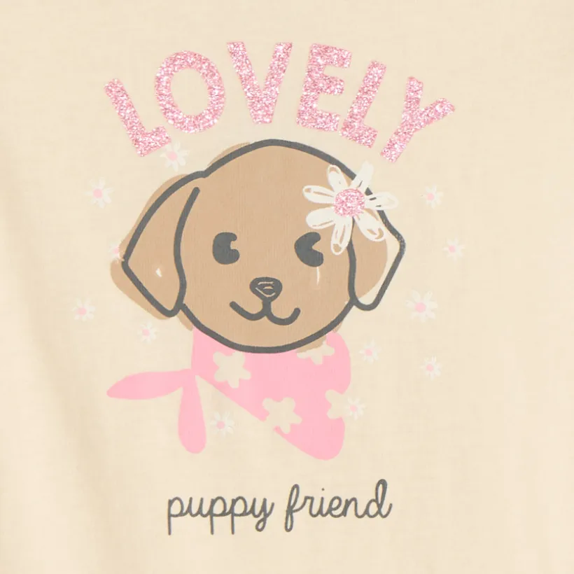 T-shirt manches courtes print pailleté fantaisie pour bébé fille