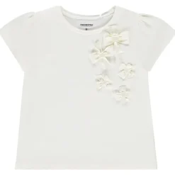 T-shirt manches courtes uni avec nœuds pour fille
