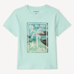 T-shirt manches courtes uni print fantaisie pour garçon