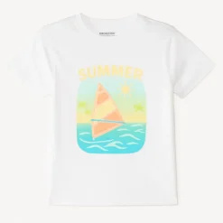 T-shirt manches courtes uni print estival fantaisie pour garçon