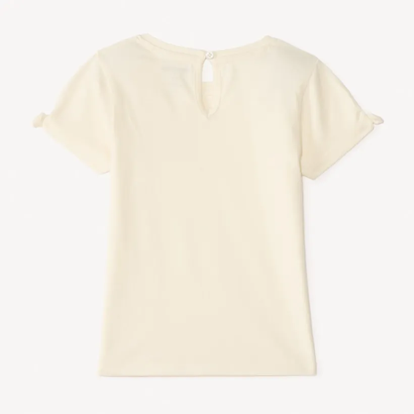 T-shirt manches courtes uni print lapin pour bébé fille