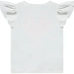 T-shirt manches courtes volantées à broderie pour fille