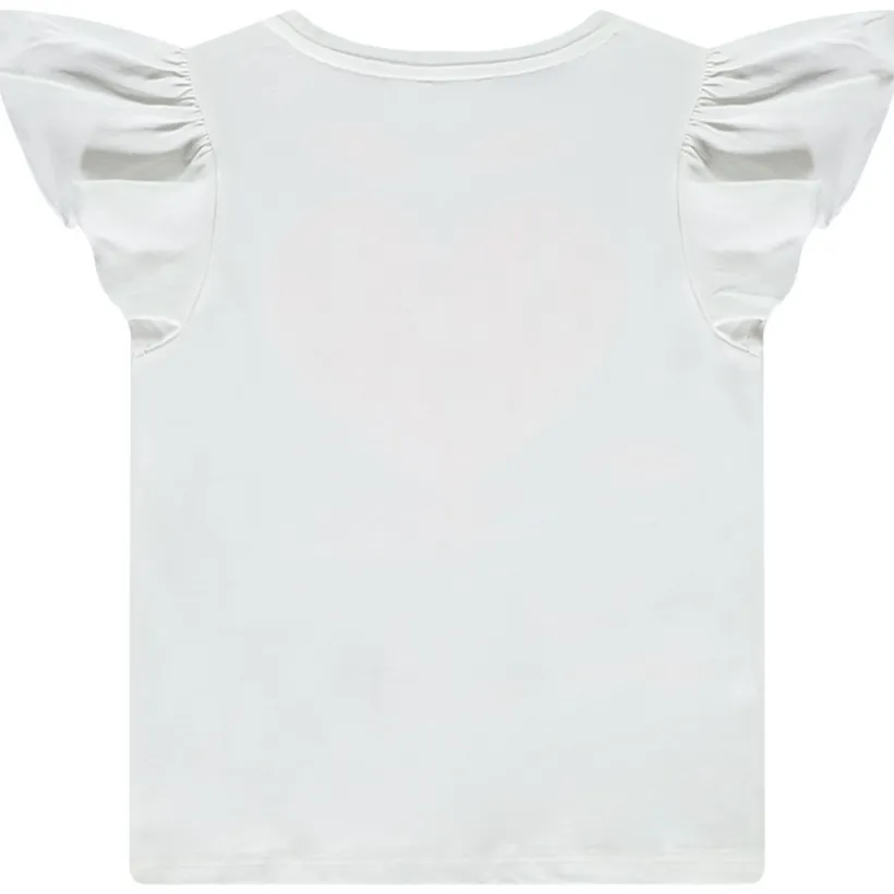 T-shirt manches courtes volantées à broderie pour fille