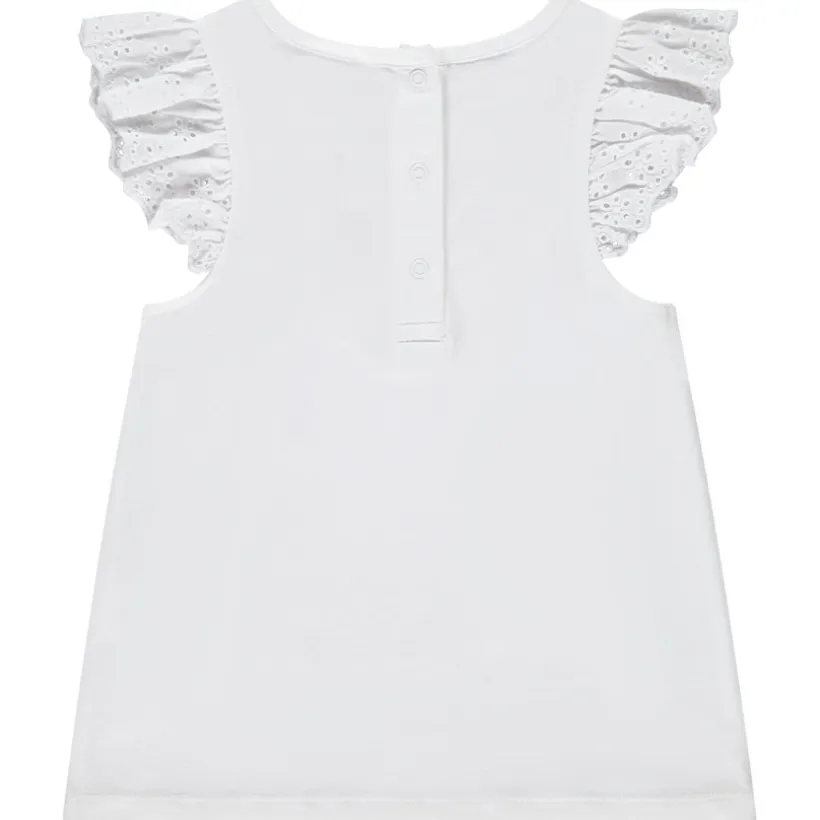 T-shirt manches courtes volantées motif pailleté pour bébé fille