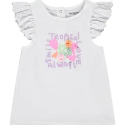 T-shirt manches courtes volantées motif pailleté pour bébé fille