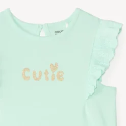 T-shirt manches courtes volanté print pailleté fantaisie pour bébé fille