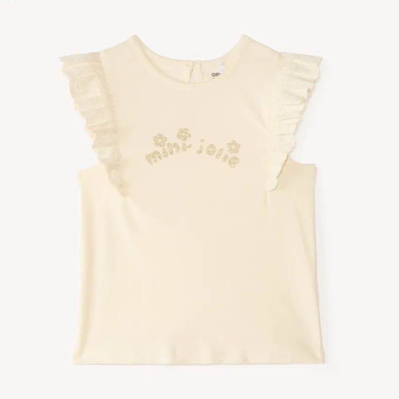 T-shirt manches courtes volanté print pailleté fantaisie pour bébé fille