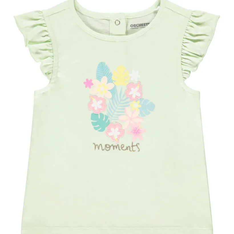 T-shirt manches courtes volantées à patchs pour bébé fille
