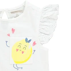 T-shirt à manches courtes volantées et poche imprimée
