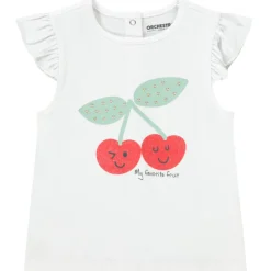 T-shirt manches courtes volantées en jersey avec print pour bébé fille