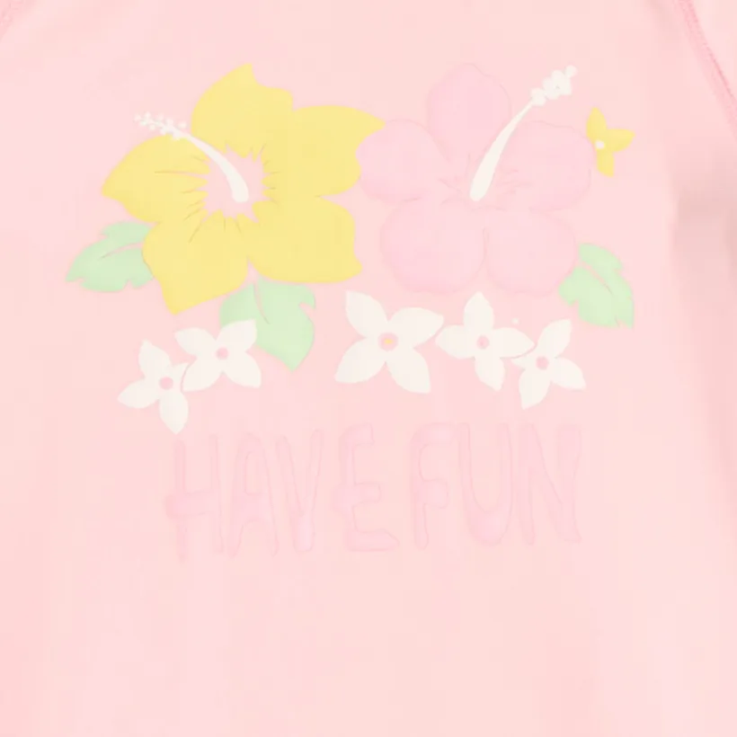 T-shirt manches longues anti-UV SPF 50+ print hibiscus pour fille