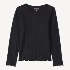 T-shirt manches longues avec cœur brodé pour fille
