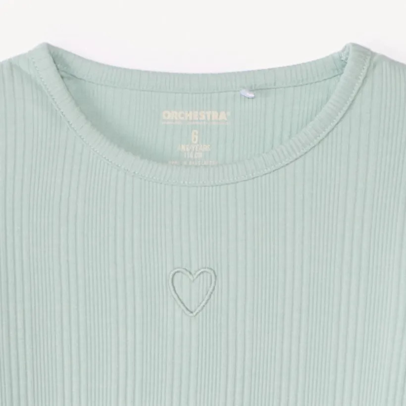 T-shirt manches longues avec cœur brodé pour fille