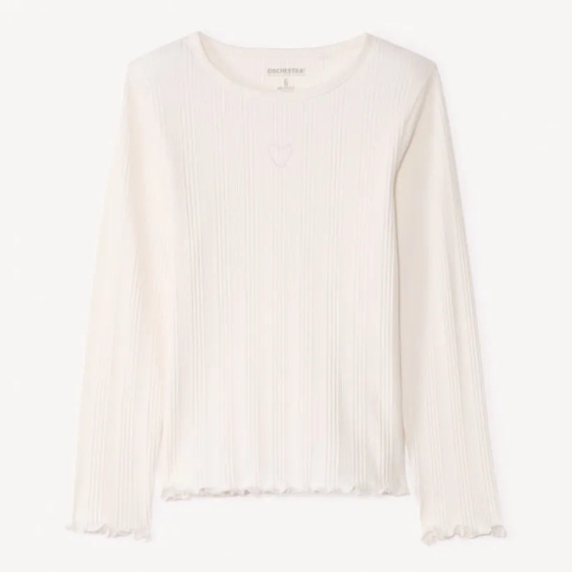T-shirt manches longues avec cœur brodé pour fille