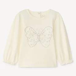 T-shirt manches longues avec motif papillon pour bébé fille