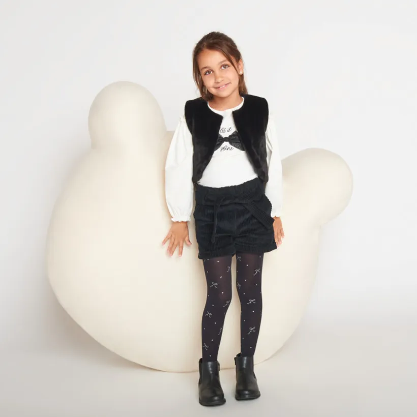 T-shirt manches longues avec nœud en tulle pour fille