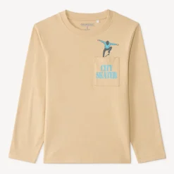 T-shirt manches longues avec poche plaquée et print fantaisie pour garçon
